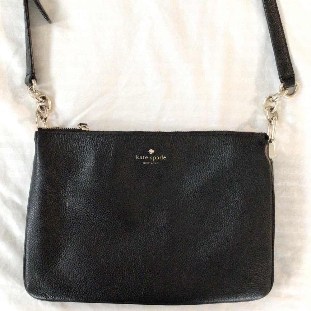 Kate Spade Black Leather Shoulder Bag 10" x 7" w/Gold Hardware